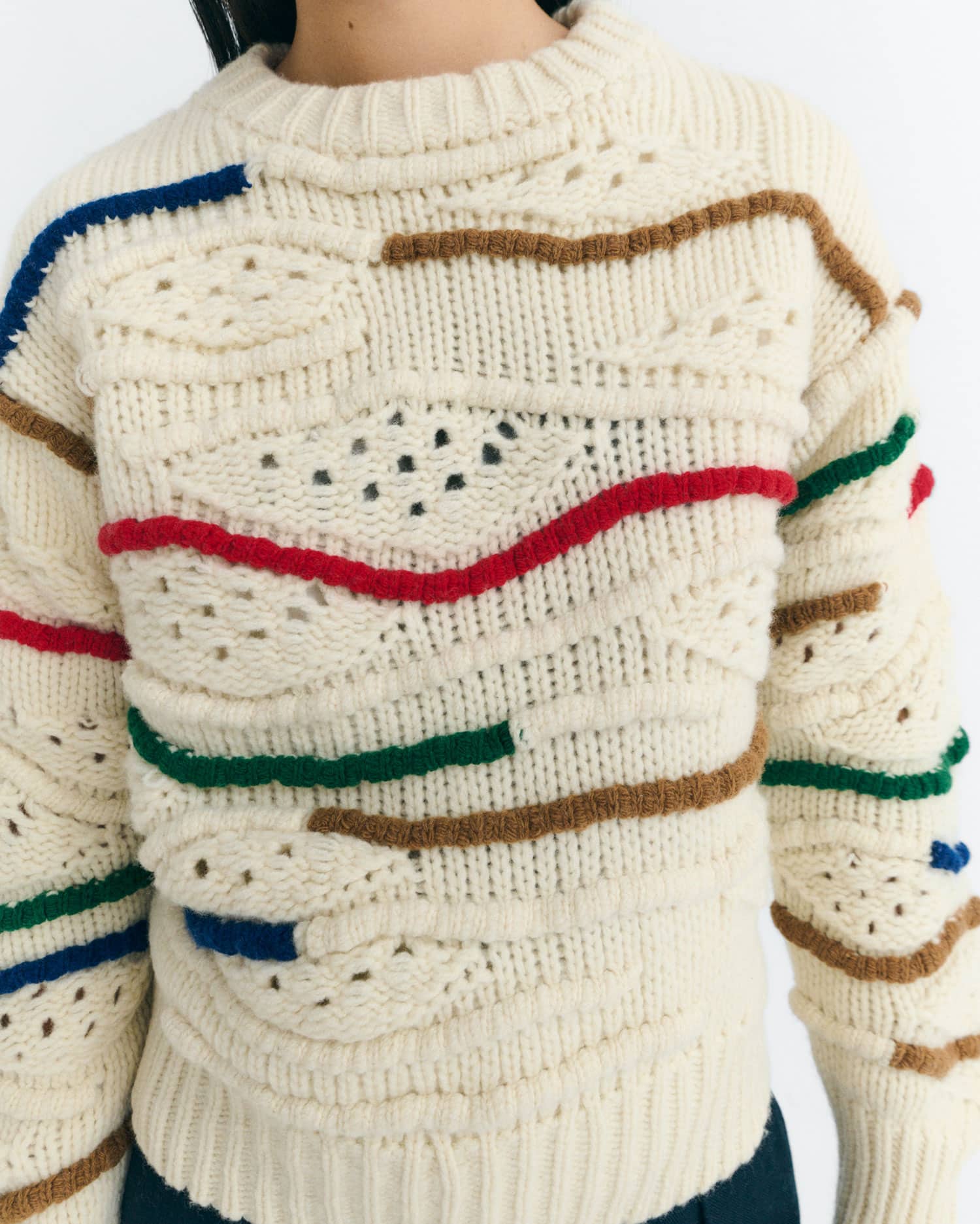 Thinking Mu - Candela Macrame Knitted Sweater - Multicolor