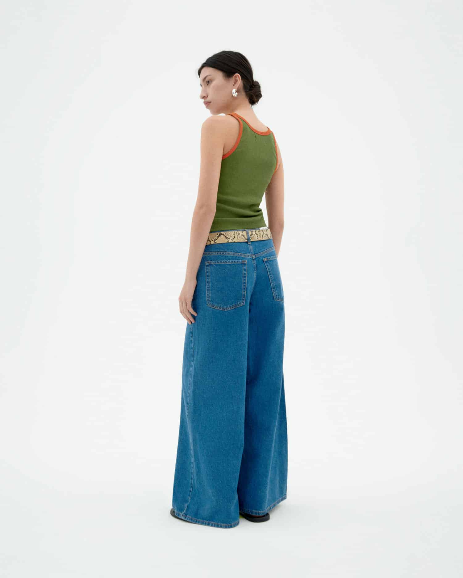 Thinking Mu - Harriet Top - Green Pumpkin Contrast