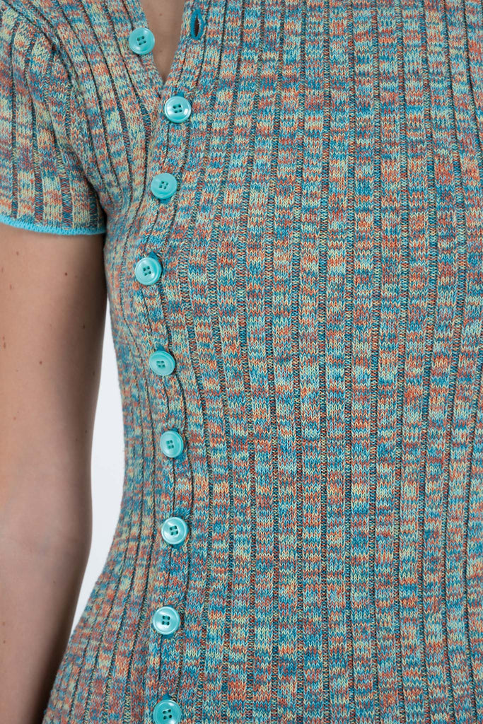 Arthur Apparel - Asymmetric Button Dress - Blue