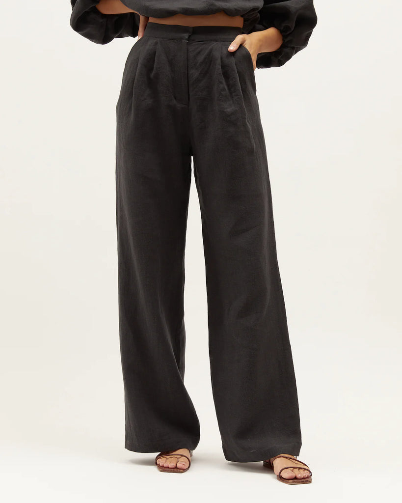 Dominique Healy - Zoe Pant - Black Washed Linen