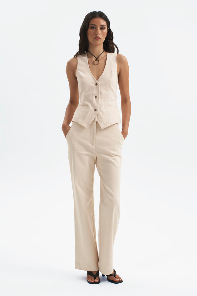 Ownley - Wallis Denim Waistcoat -Ecru
